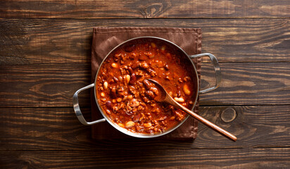 Cowboy beans in cooking pan