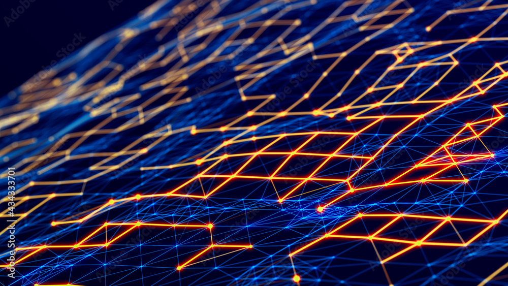 Poster Technology background. Abstract digital combination dots and lines. Network connection structure. 3d Widescreen