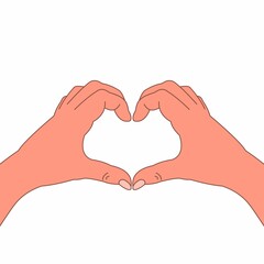 Obraz premium gesture with hands in the shape of a heart, isolated human hands, bent fingers sign of love, blank for a banner