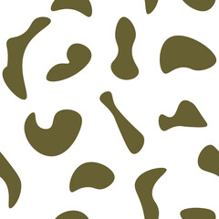 Seamless pattern abstract green spots isolated on white background. Simple hand drawn big blots print, vector eps 10