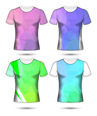  t-shirt templates abstract geometric collection of different colors polygonal mosaic