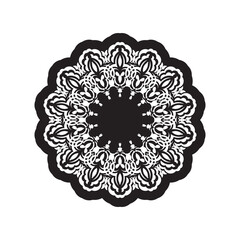 Black mandala on a white background. Good for menus, prints and postcards.