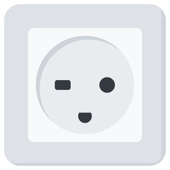 White Flat Wall Socket Vector Illustration Icon, Type K