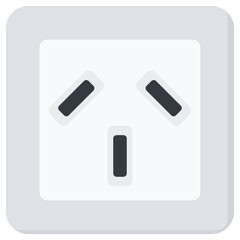 White Flat Wall Socket Vector Illustration Icon, Type I