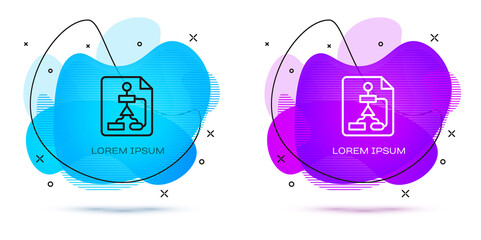 Line Tile flowchart for program design or process management plan icon isolated on white background. Block diagram. Abstract banner with liquid shapes. Vector