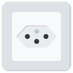 White Flat Wall Socket Vector Illustration Icon