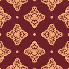 Dekokissen Burgunder und gelbes nahtloses Muster mit dekorativen Verzierungen. Vektor © Javvani