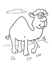 Stickers pour porte Dessin animé Cute Camel Coloring Page Vector Illustration Art