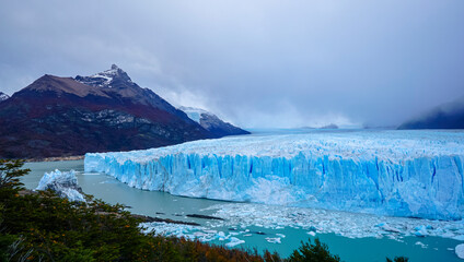 The Perito Moreno Glacier is one of the most important tourist attractions in the Argentinian Patagonia. Beautiful breathtaking nature scenic picture. 