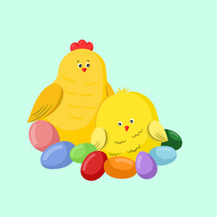 easter chicken and eggs