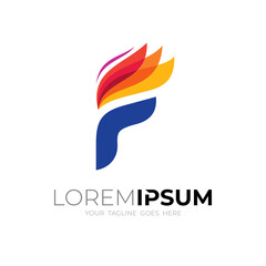 F logo, Letter F logo and colorful icon