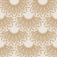 Beige seamless pattern with decorative ornaments. Good for covers, fabrics, postcards and printing. Vector illustration.