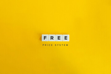 Free Price System Banner and Concept. Block letters on bright orange background. Minimal aesthetics. - obrazy, fototapety, plakaty