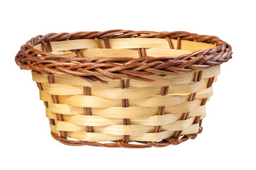 Empty wicker basket isolated on white