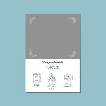 Blue Invitation For Christening