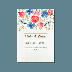 Elegant floral wedding invitation in watercolor