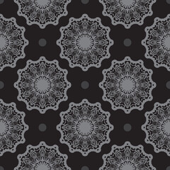 Black-gray seamless pattern with luxurious decorative ornaments. Good for covers, fabrics, postcards and printing. Vector illustration.