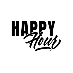 Happy Hour lettering in good quality in vector. Brush pen script style in vector