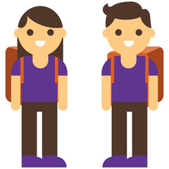 Couriers with thermal backpack for fast food delivery cartoon vector illustration isolated on white background. Restaurants takeaway and delivery services