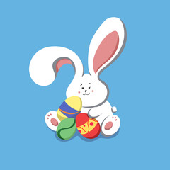 Easter bunny holding Easter eggs