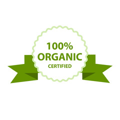 100 percent organic certified stamp, label or guarantee logo