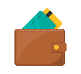 Wallet icon. Wallet with bank cards. Vector illustration. - obrazy, fototapety, plakaty