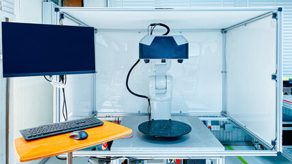 Inspection part dimension by 3D scan measuring machine.