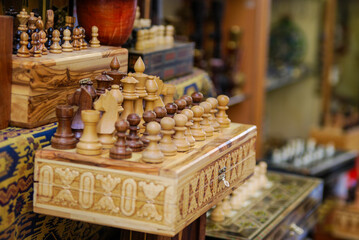chess board in a market, wooden, gift, game