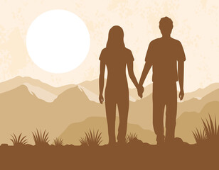 Fototapeta premium lover couple silhouettes