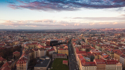 Fototapeta premium Drone shot of Prague