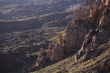 Rocky desert landscape in Teide National Park in Tenerife in the Canary Islands