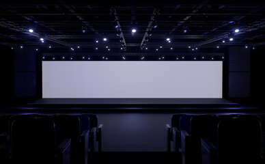 Stage event led night light staging in hall ,3D render.