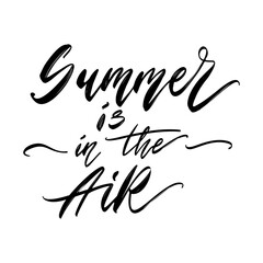 Summer Hand drawn Lettering. Summer lover quotes black and white isolated design elements.