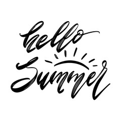 Summer Hand drawn Lettering. Summer lover quotes black and white isolated design elements.