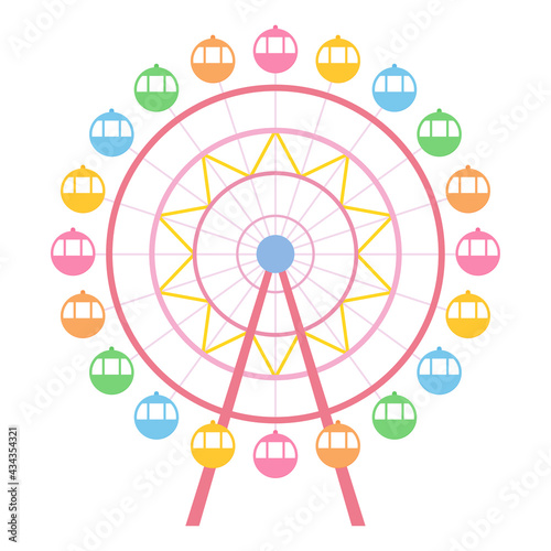 かわいい観覧車のイラスト フラット Wall Mural Wallpaper Murals ふわぷか