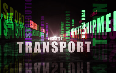 Fototapeta premium Transport logistics and distribution text abstract concept illustration
