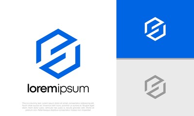 Fototapeta premium Initials S logo design. Initial Letter Logo. Hexagon logo design.