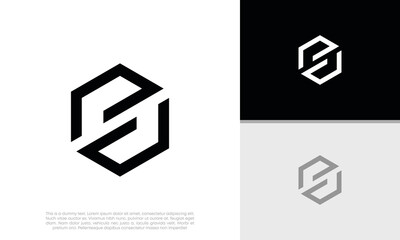 Initials S logo design. Initial Letter Logo. Hexagon logo design.