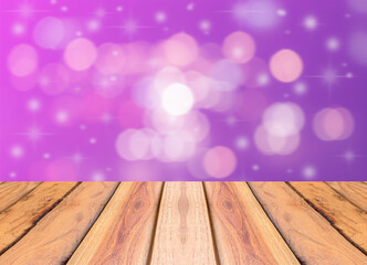 Natural wood planks and abstract background blur beautiful bokeh