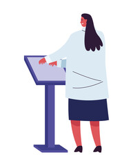 female scientist with stand