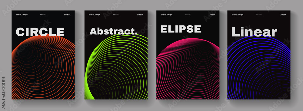 Aufkleber set of abstract circle shapes. modern geometric poster. sun rays and firework signs.