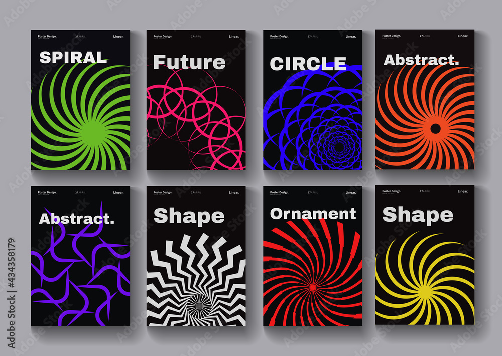 Poster set of minimalist posters with abstract circle shapes. meta modern covers. swiss design pattern. fut