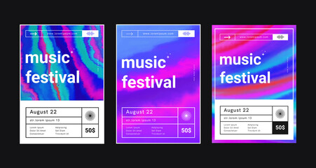 Abstract colorful Music Festival poster vector design. Modern bright vibrant color background. Liquid Marble splash of paint texture. © t1m0n344