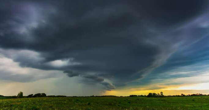 Time lapse of supercell storm rolling through the fields in Lithuania