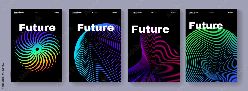 Poster Minimal abstract posters set. Swiss Design composition with geometric shapes. Modern pattern. Futuristic cover.