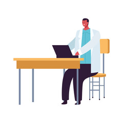 scientist using laptop