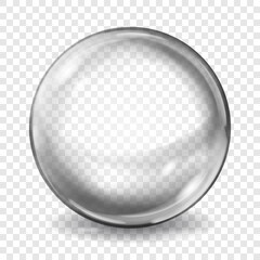 Big translucent gray sphere with glares and shadows on transparent background. Transparency only in vector format