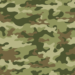 Fototapeta premium Camouflage veon khaki pattern, repeat background, modern forest texture for hunting.