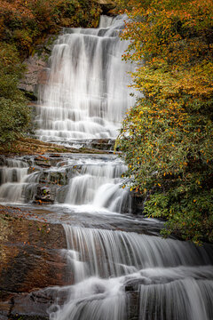 Part of the upper falls of Carson Creek falls in North Carolina