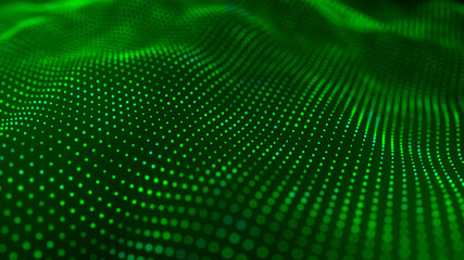 Technology background. Futuristic illustration. Wave of particles. 3D rendering.